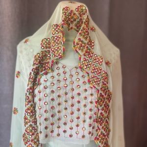 Beautiful mirror and thread work light weight lehenga